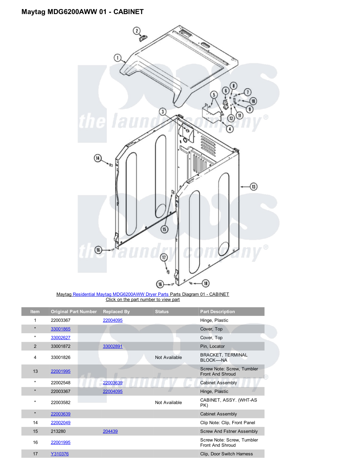 Maytag MDG6200AWW Parts Diagram