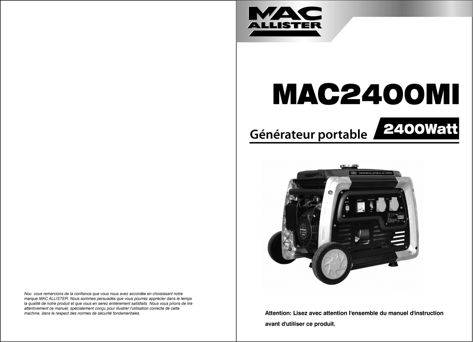 MAC ALLISTER MAC 2400 MI User Manual