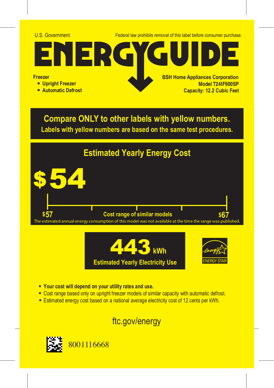 Thermador T24IF900SP Energy Guide