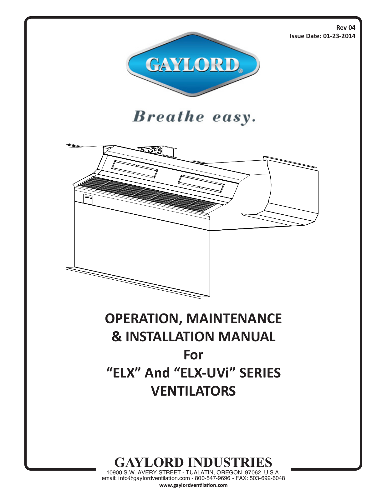 Gaylord ELX-AB Installation  Manual