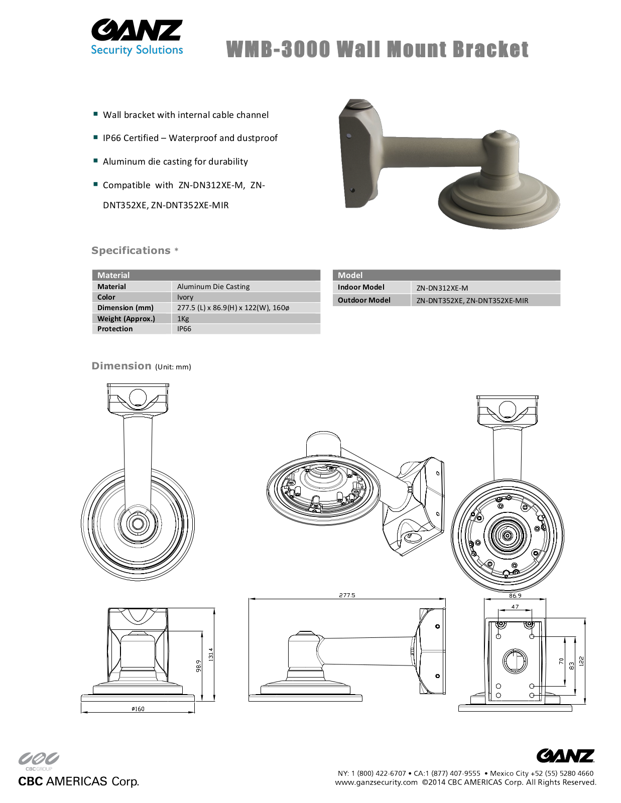 Ganz WMB-3000P, WMB-3000S Specsheet