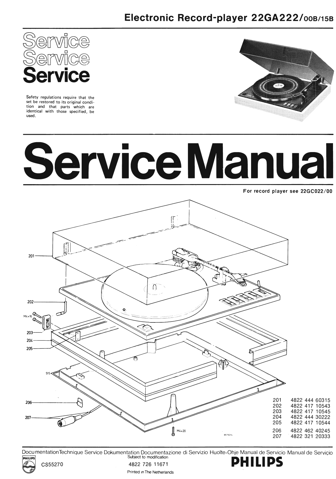 Philips 22-GA-222 Service Manual