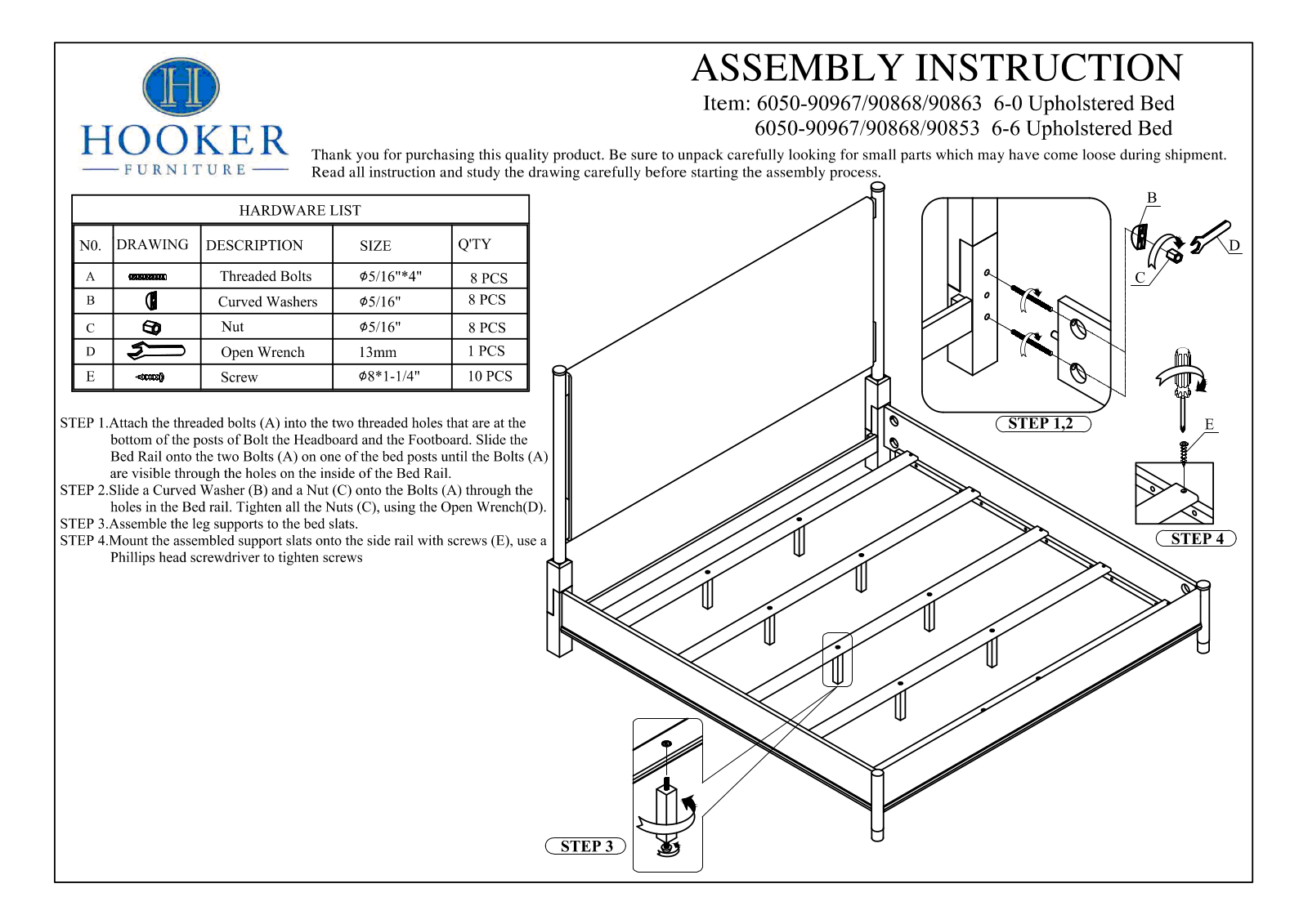 Hooker 6050-90966, 6050-90868 Assembly Instructions