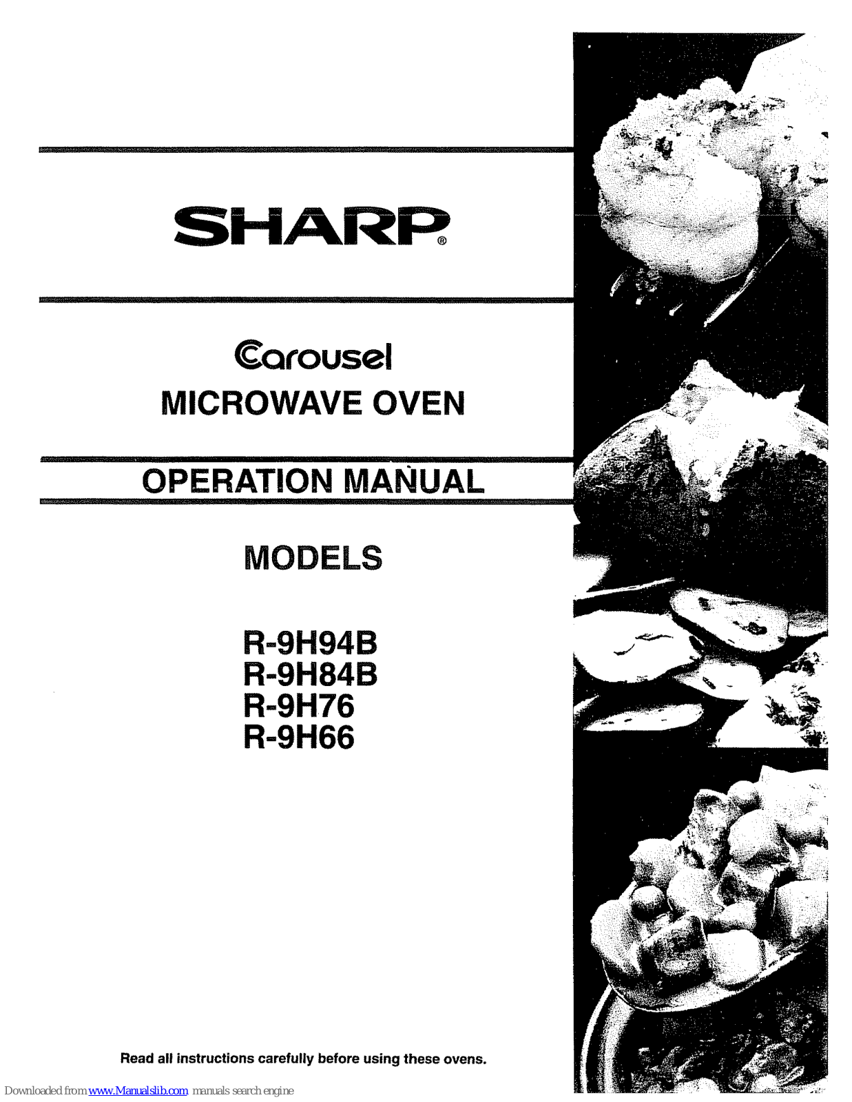 Sharp Carousel R-9H76, Carousel R-9H84B, Carousel R-9H66, Carousel R-9H94B Operation Manual - ManualMachine.com