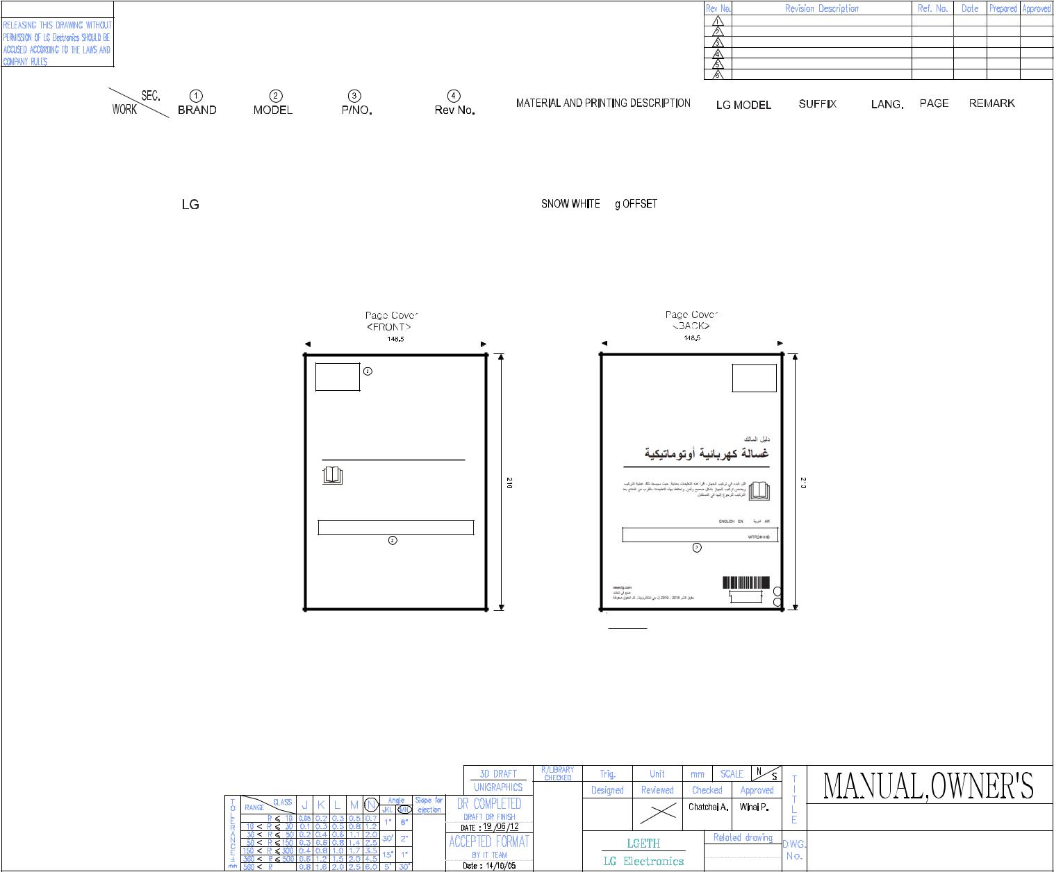 LG T1466NEHGU, T1288NEHGE Owner's Manual