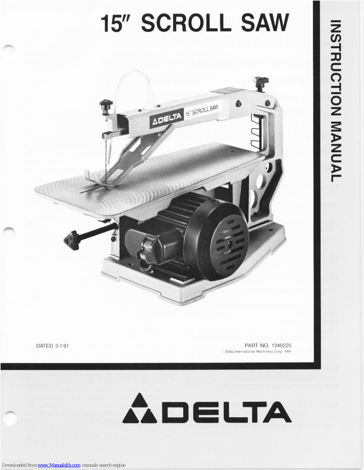 Delta 15'' scroll saw Instruction Manual