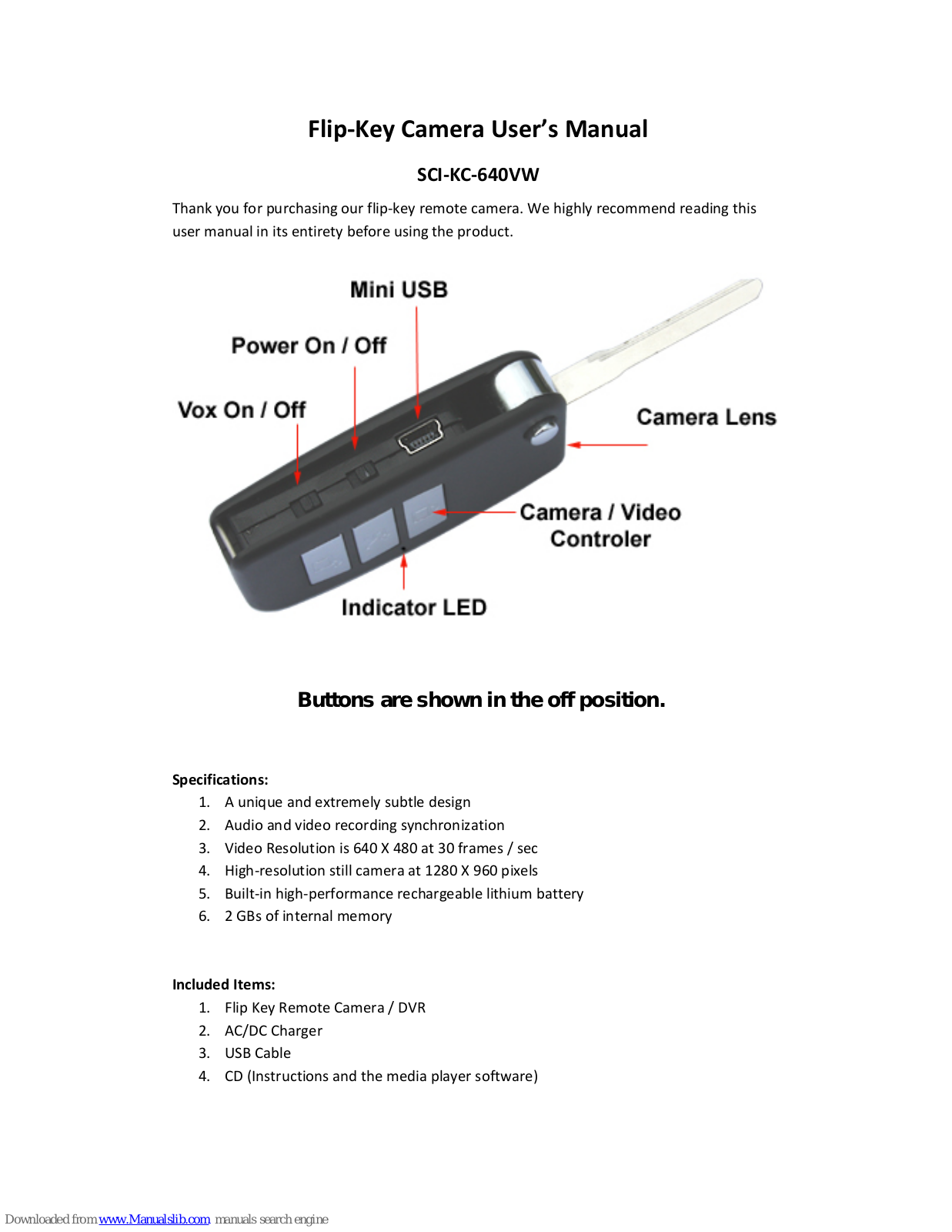 Spy Chest SCI?KC?640VW User Manual