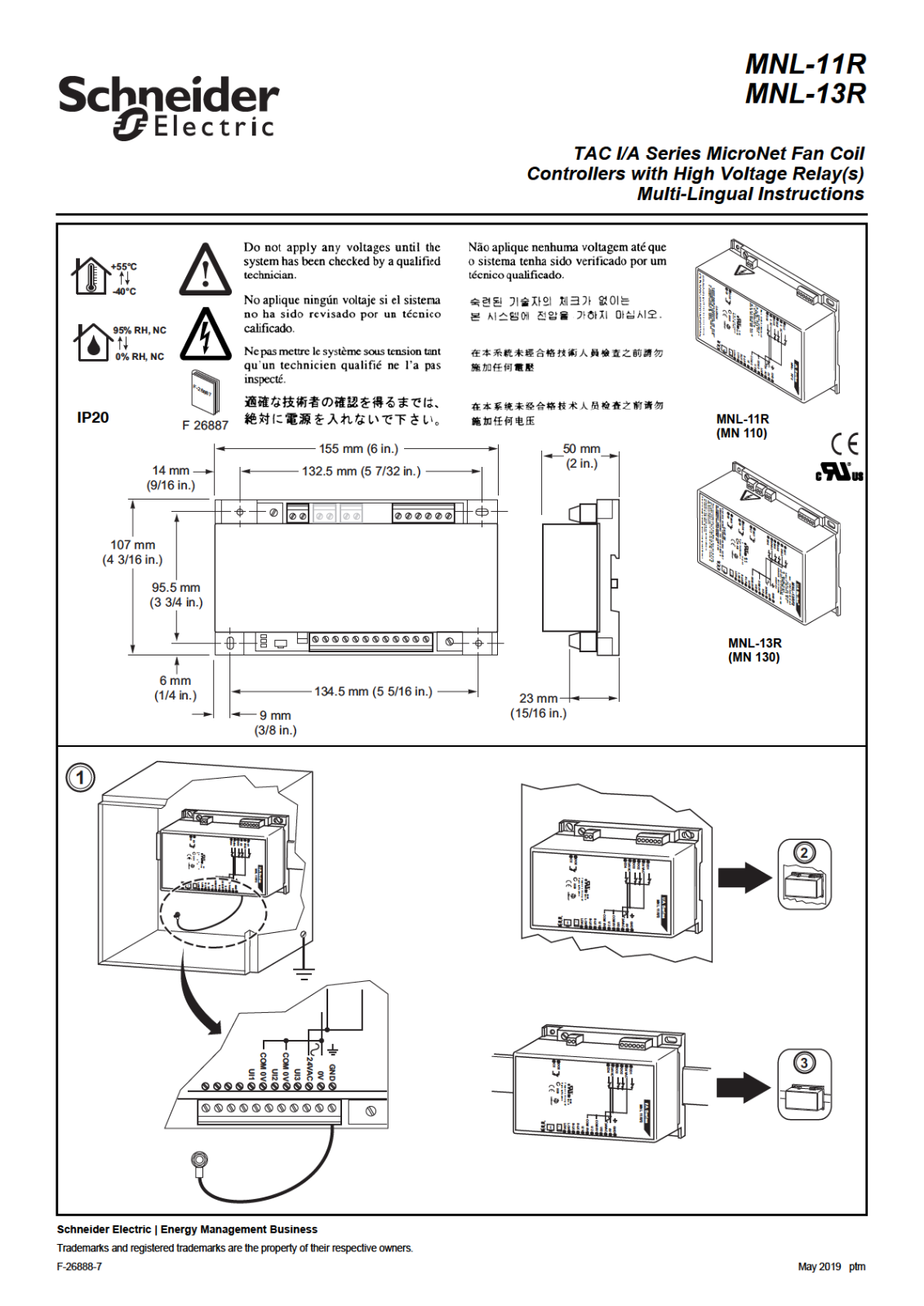 Schneider Electric MNL-11R, MNL-13R Installation Instructions