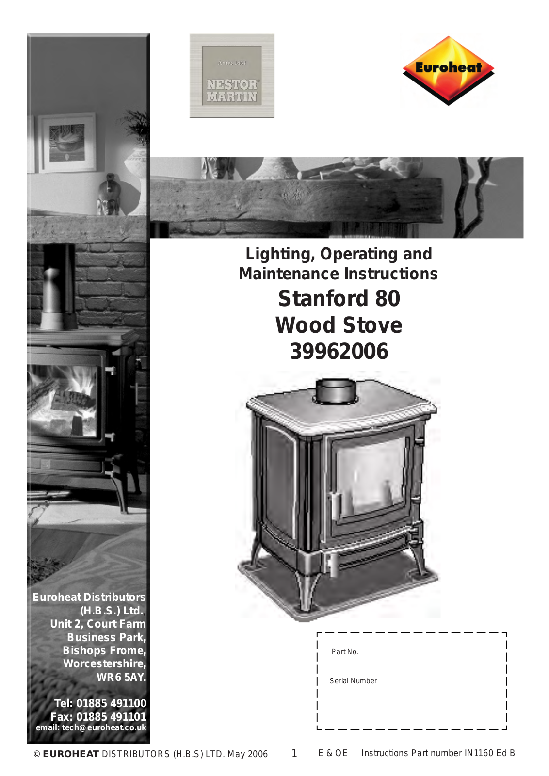 Euroheat Stanford 80 Lighting, Operating And Maintenance Instructions