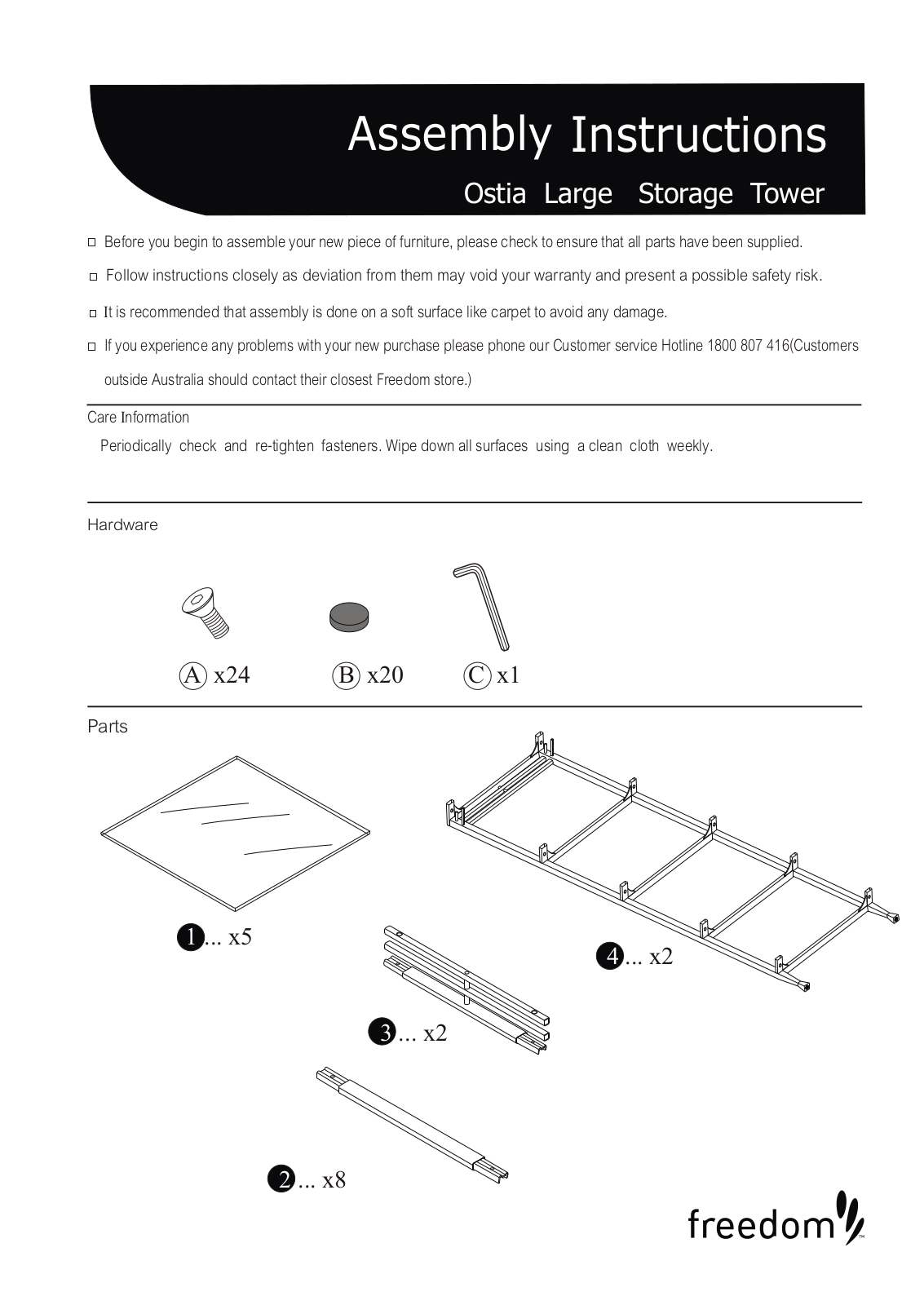 Freedom Ostia Large Storage Tower Assembly Instruction