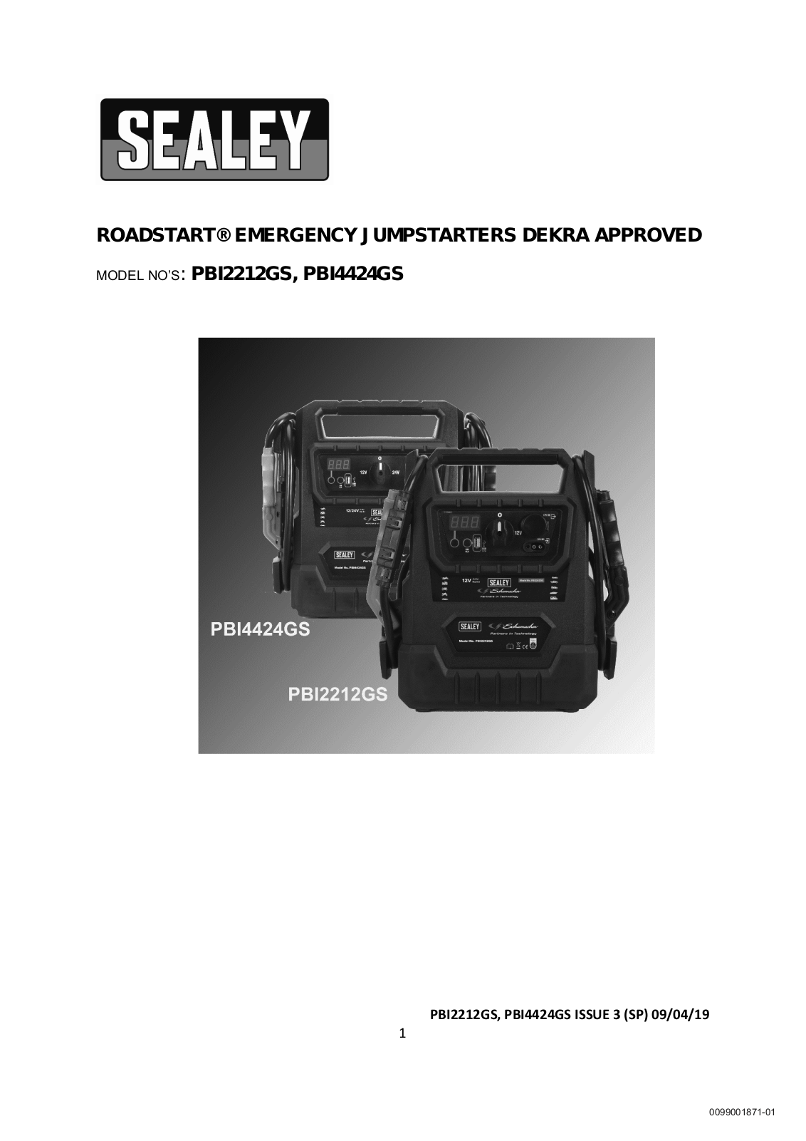 Sealey ROADSTART PBI2212GS,ROADSTART PBI4424GS User Manual