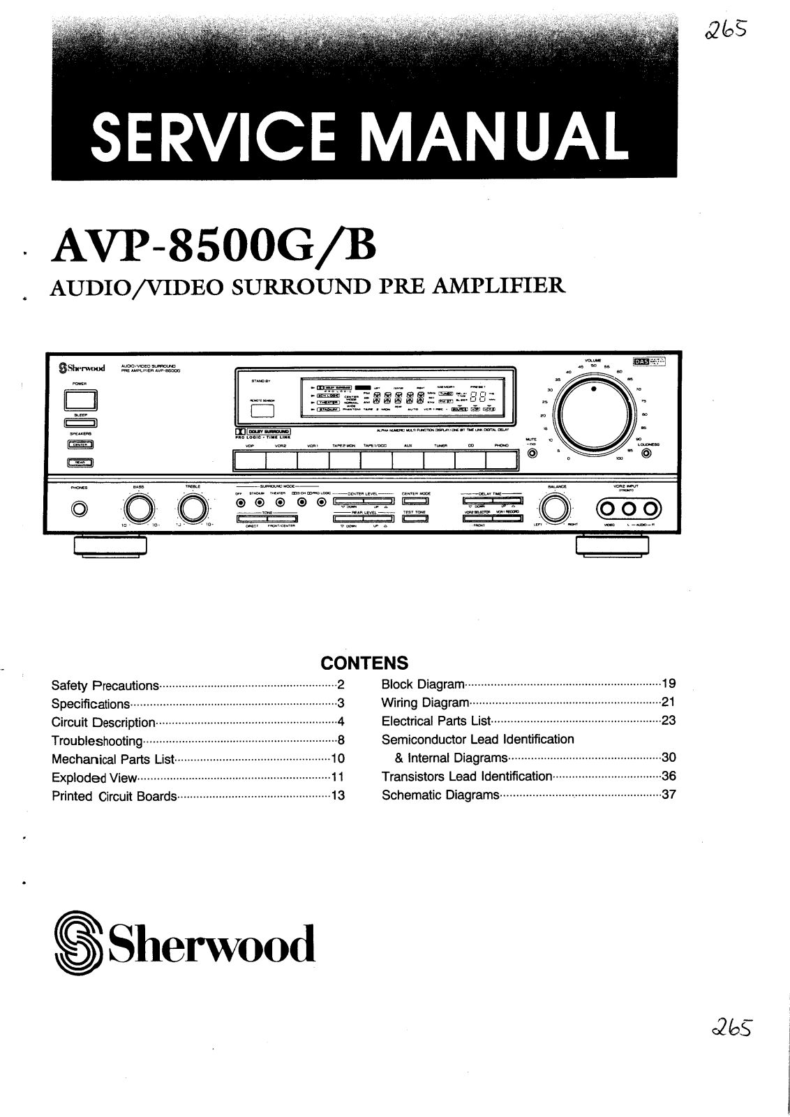 Sherwood AVP-8500 Service manual