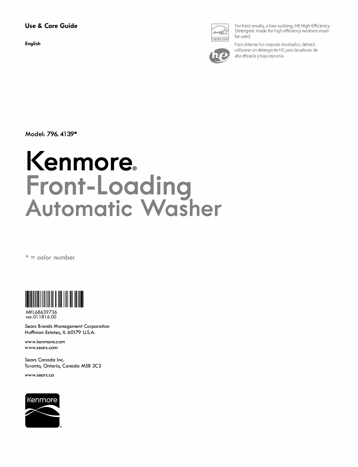 Kenmore 796.41392 User Manual