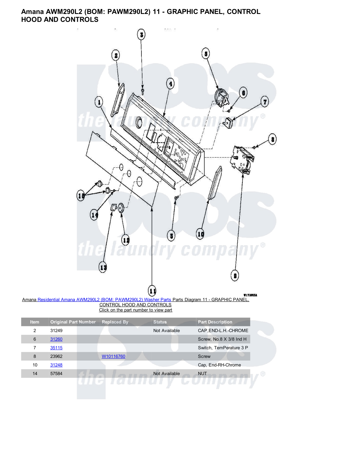 Amana AWM290L2 Parts Diagram