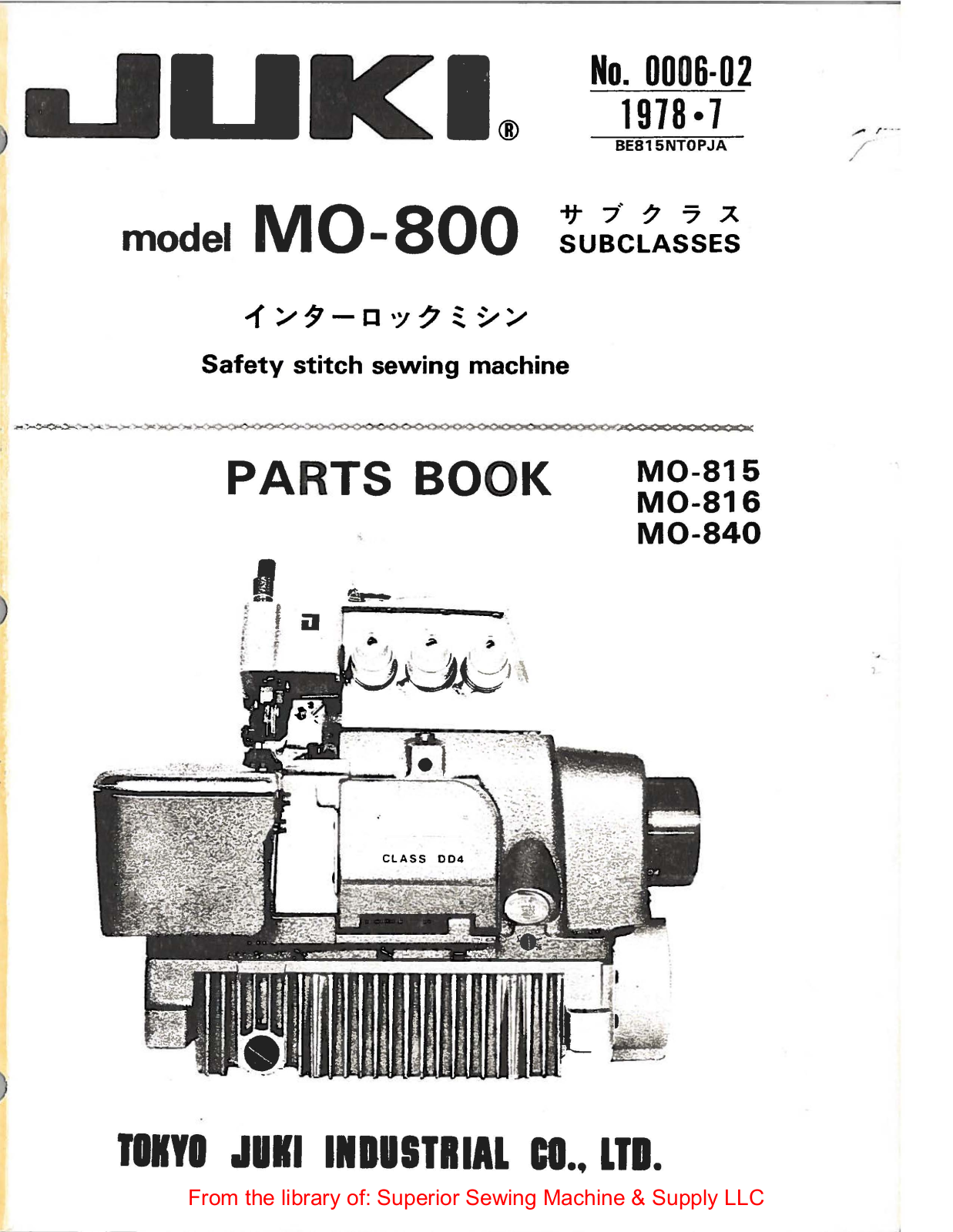 Juki M0-815, M0-816, M0-840 Manual