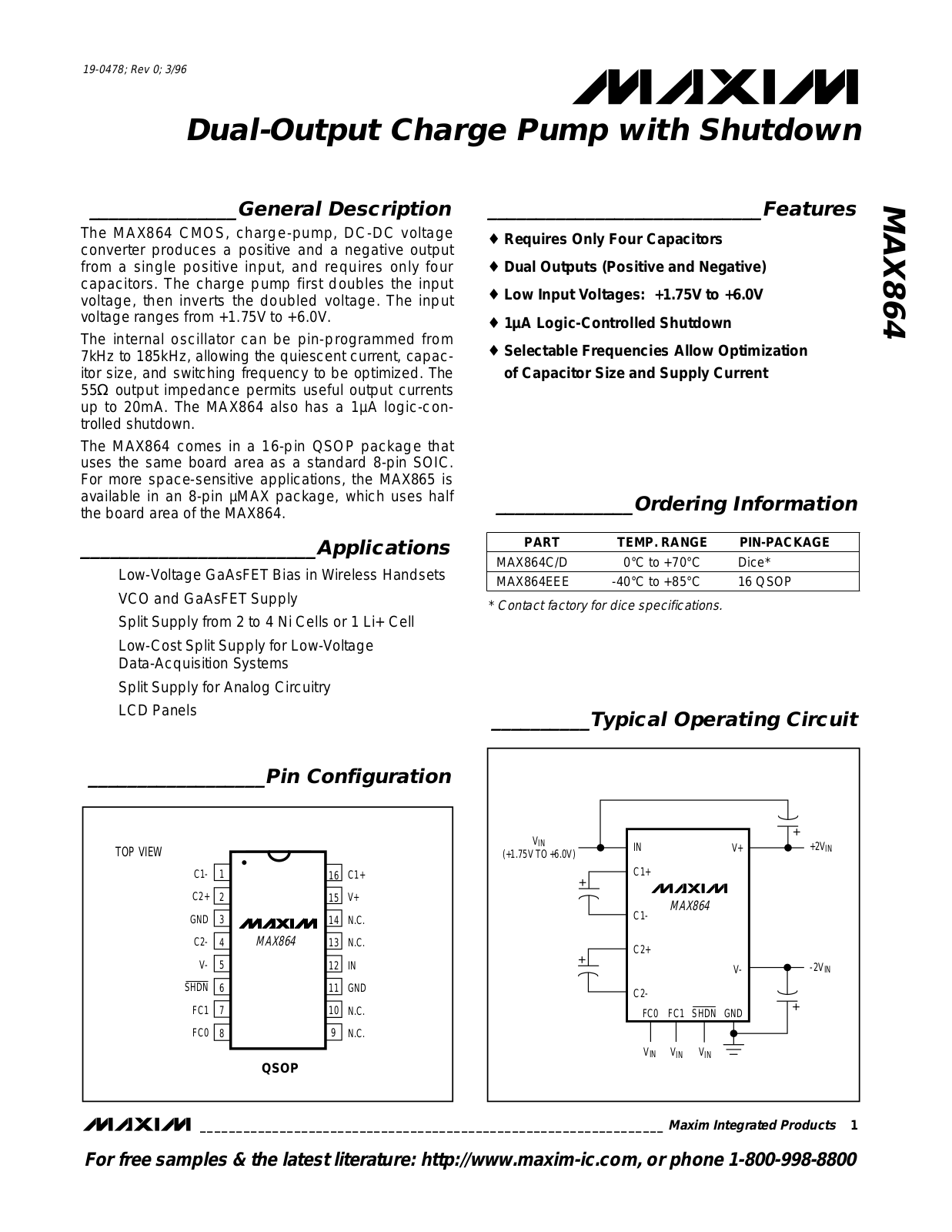 Rainbow Electronics MAX864 User Manual