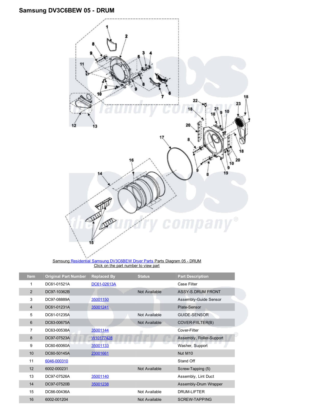 Samsung DV3C6BEW Parts Diagram