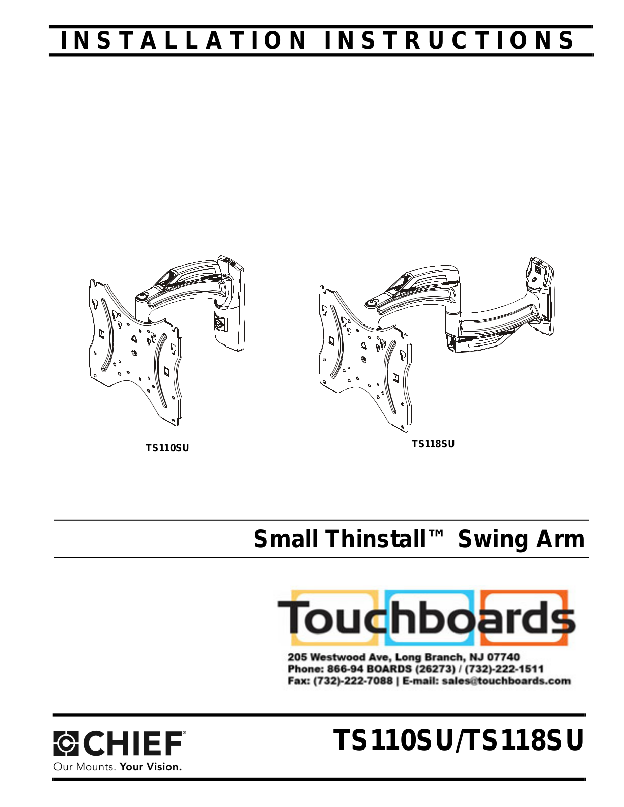 CHIEF Thinstall TS118SU, Thinstall TS110SU Installation Instructions Manual