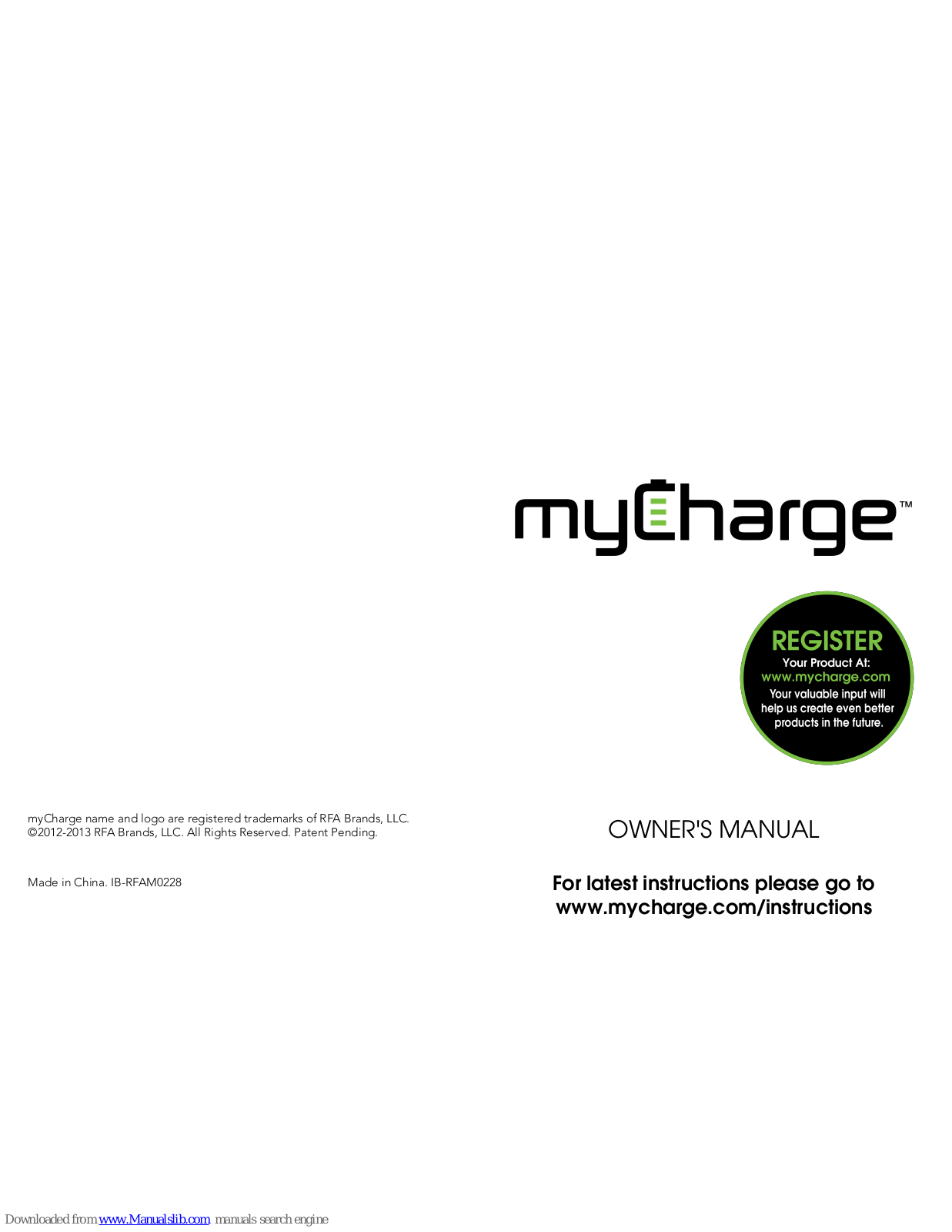 MyCharge Hub3000 Owner's Manual