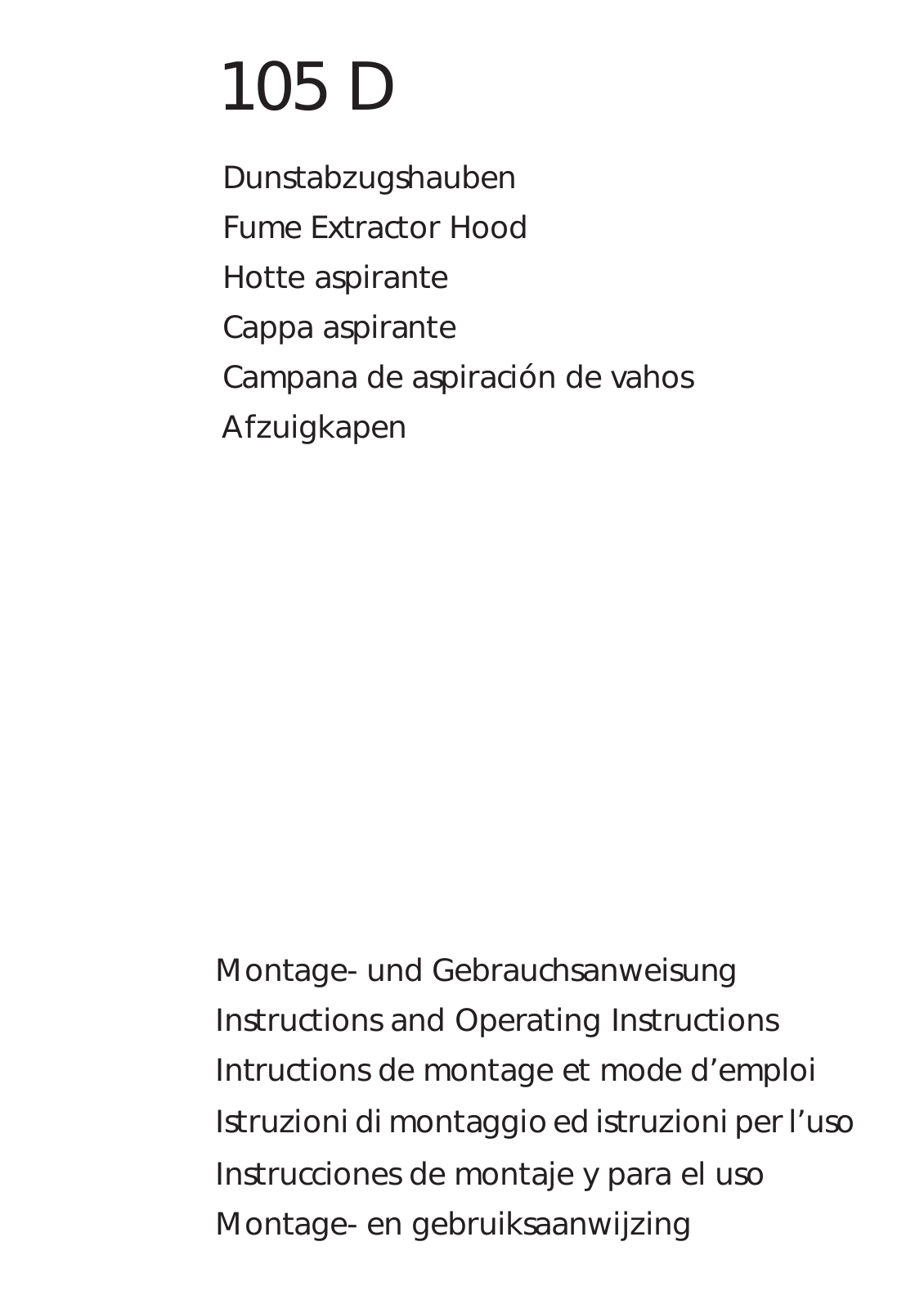 AEG 105DW User Manual