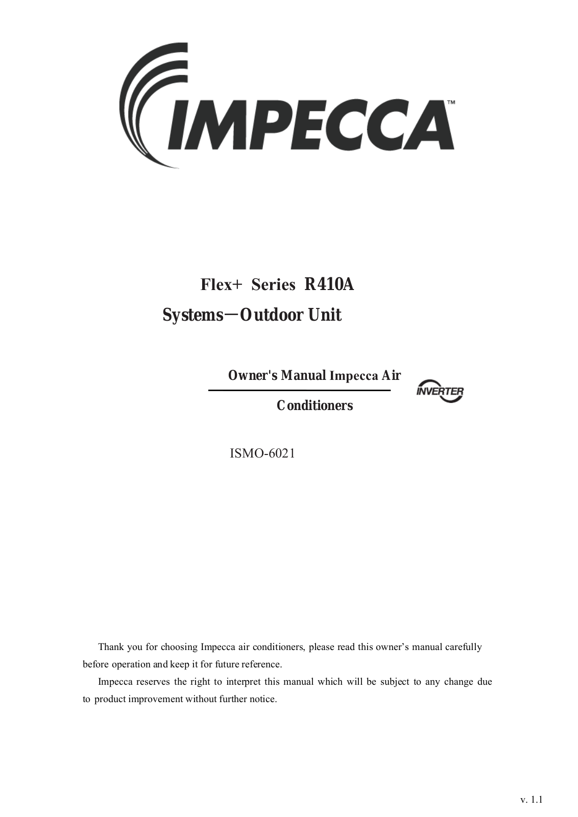 Impecca ISFW6018X3 User Manual