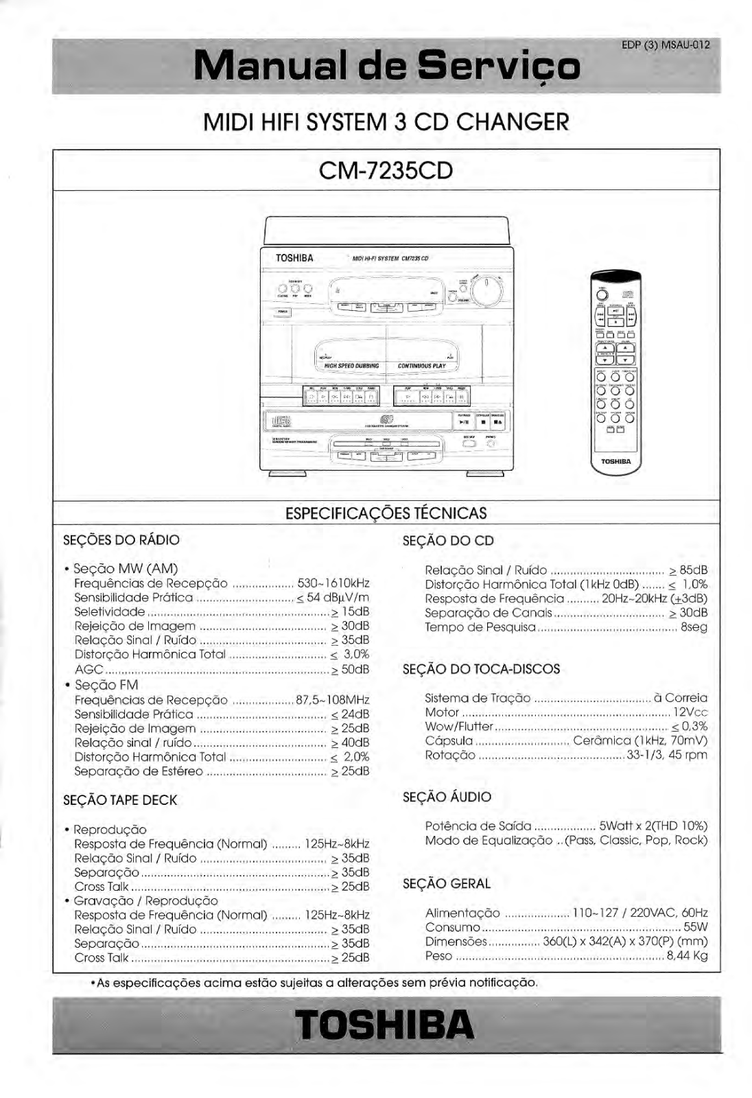 Toshiba CM-7235C Schematic