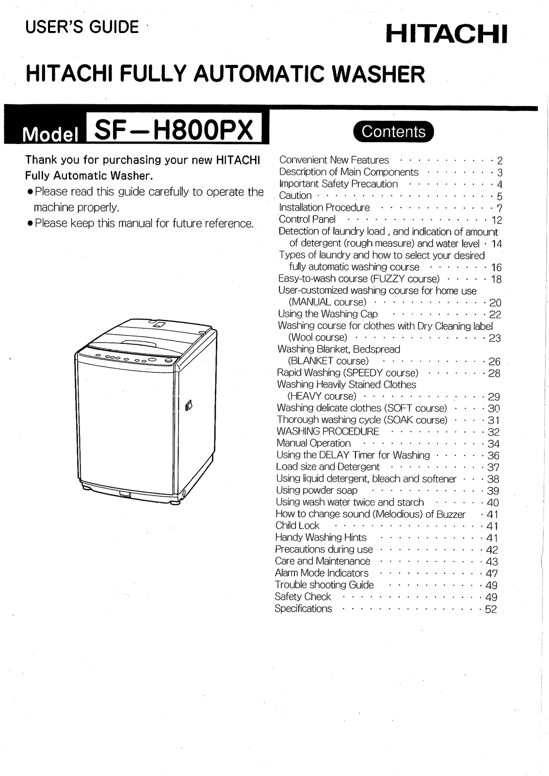 Hitachi SF-H800PX User Manual