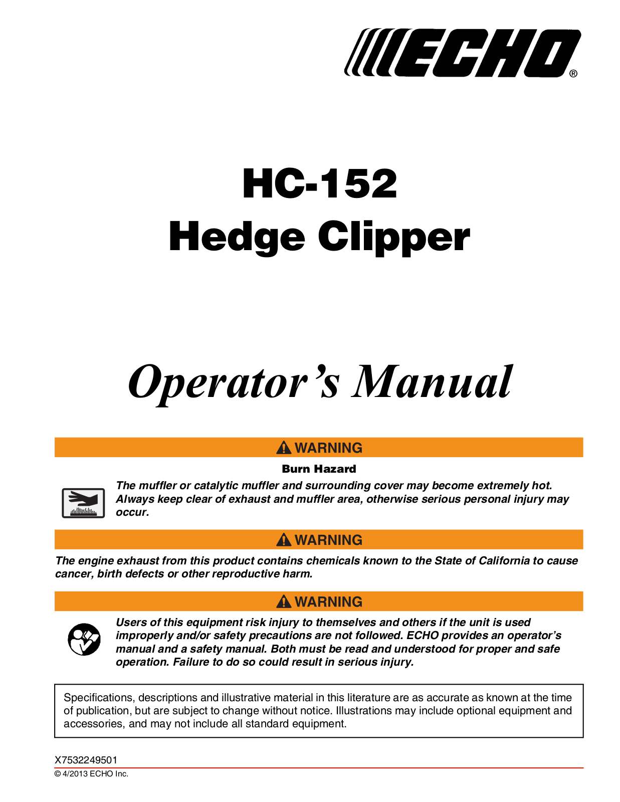 Echo HC-152 User Manual