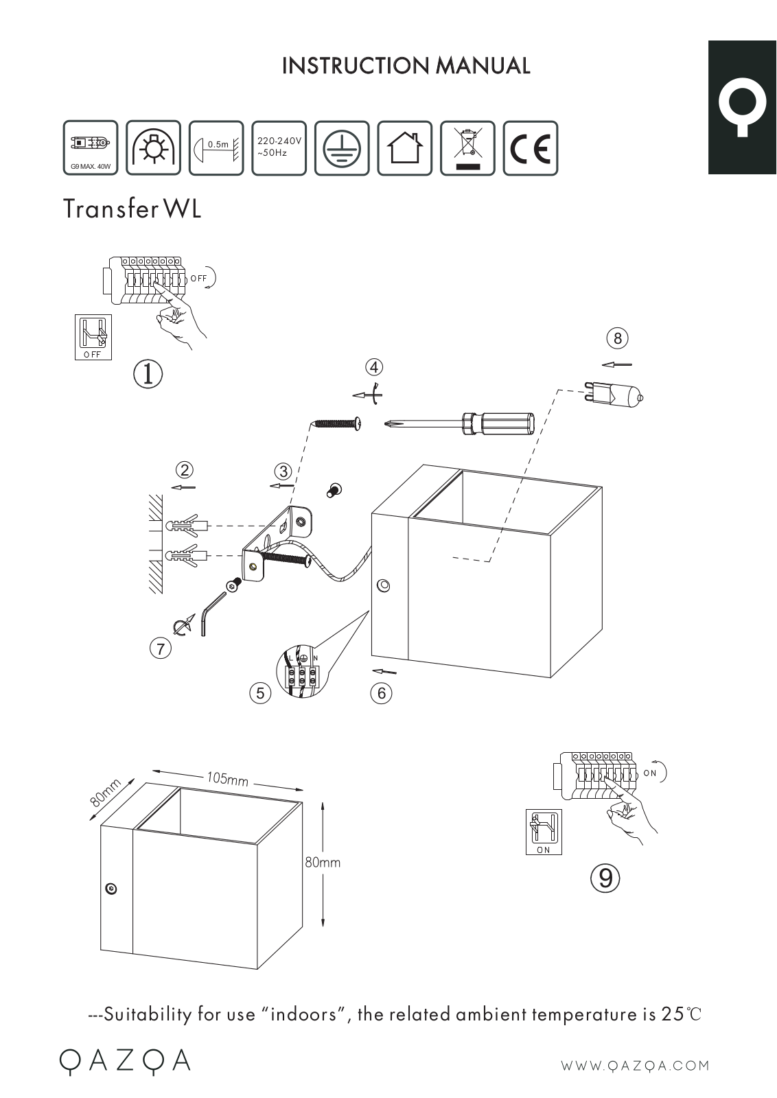 Qazqa TransferWL INSTRUCTION MANUAL