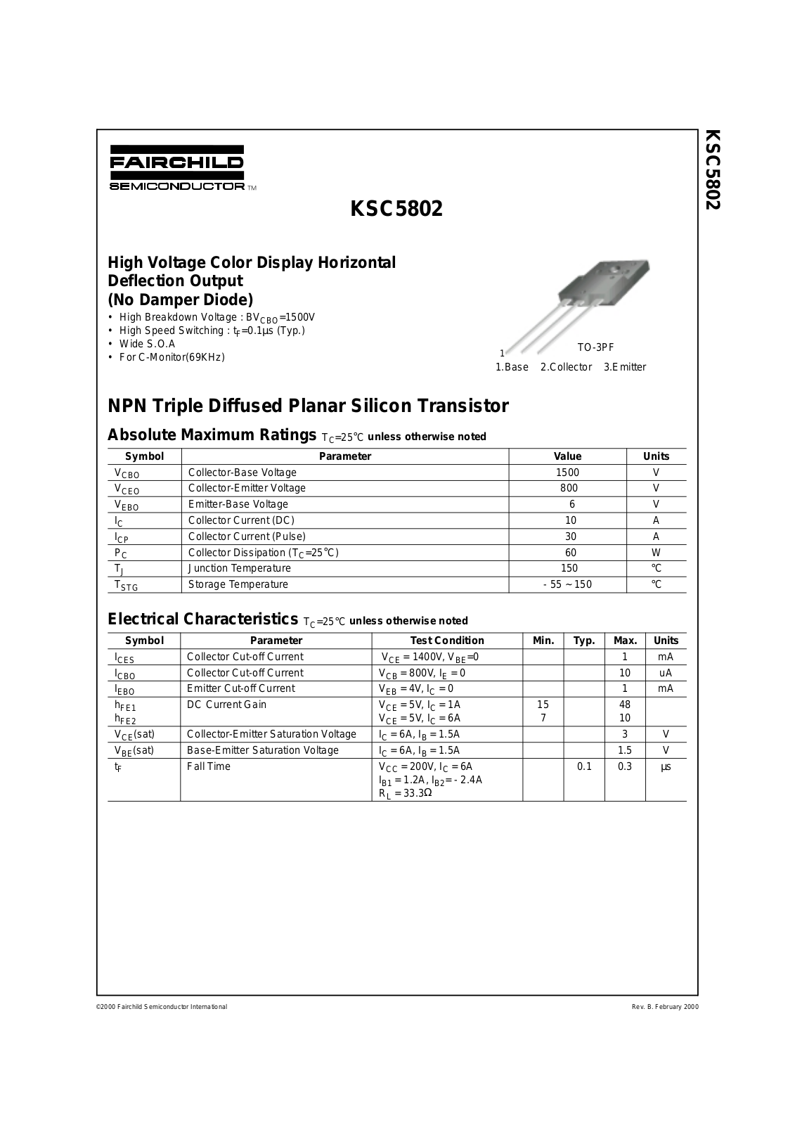 Fairchild Semiconductor KSC5802 Datasheet