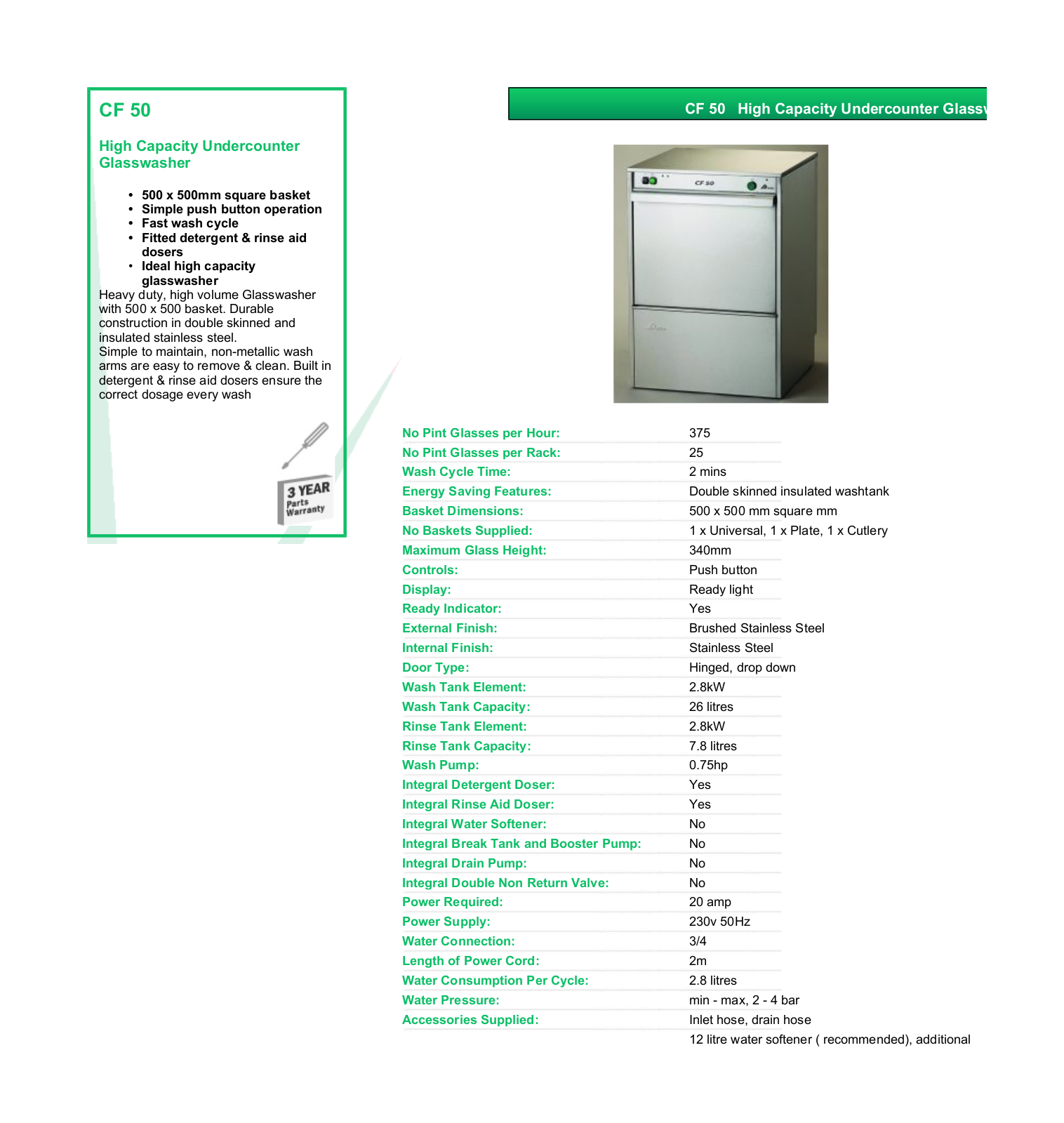 Valera CF 50 DATASHEET