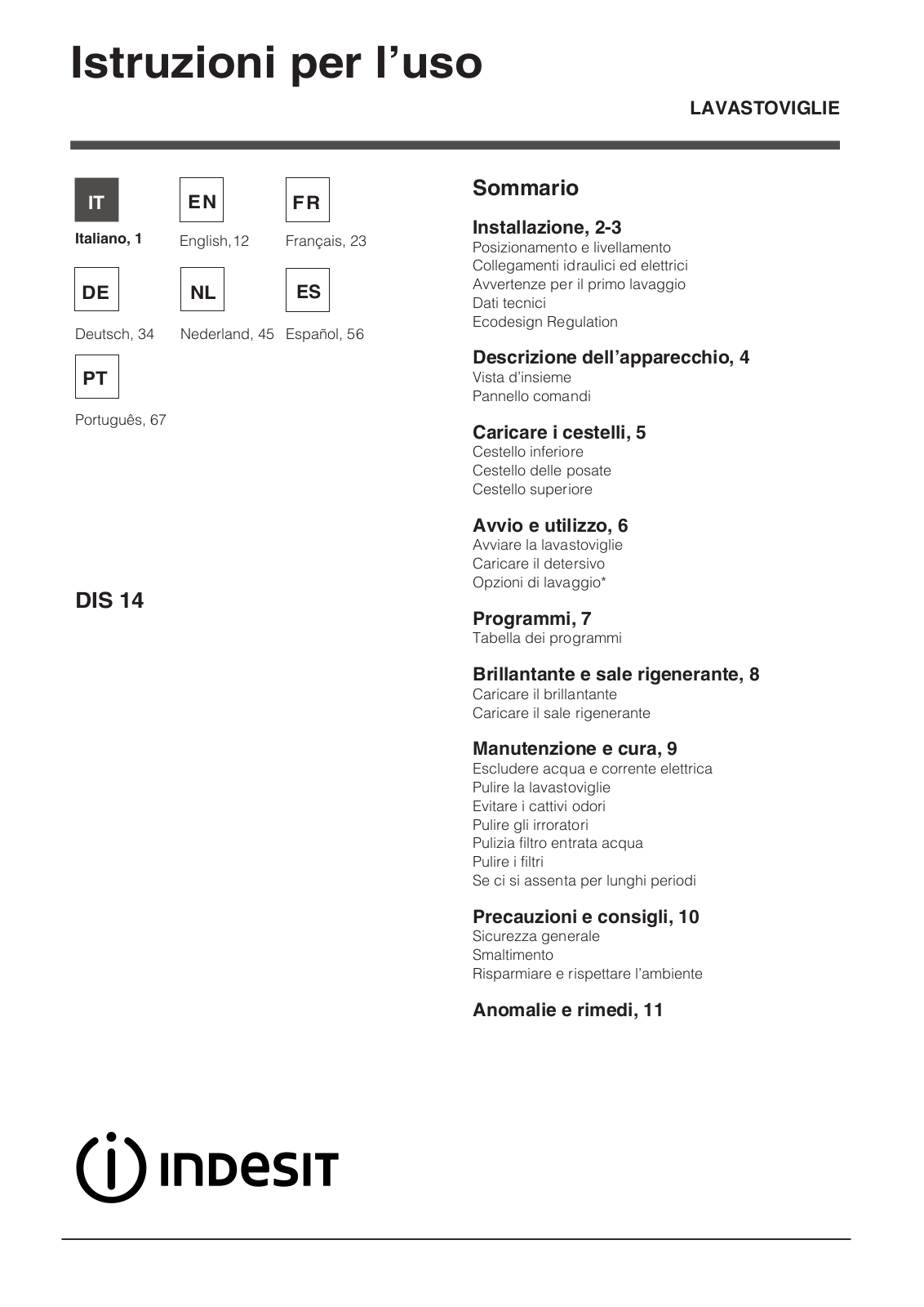 Indesit DIS-14 User Manual