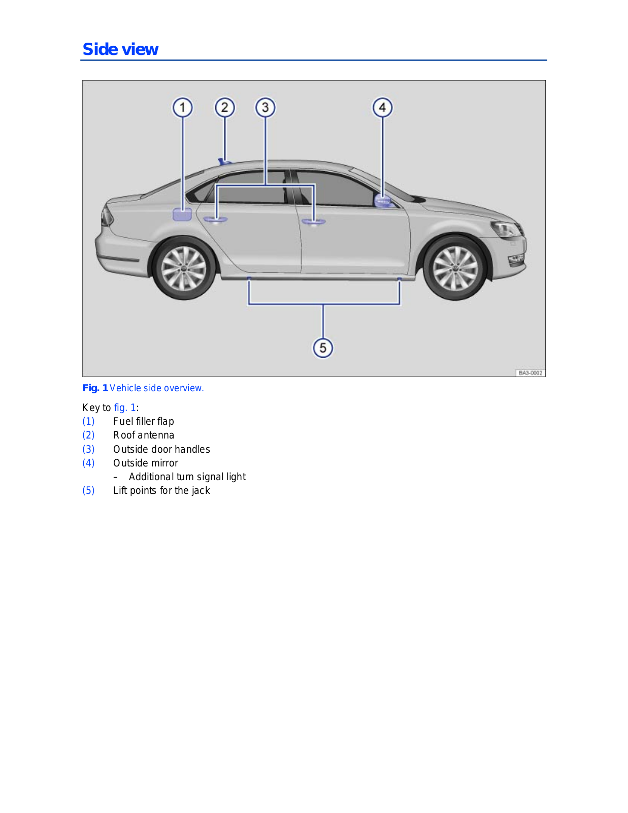 Volkswagen Passat Side View 2013 Owner's Manual