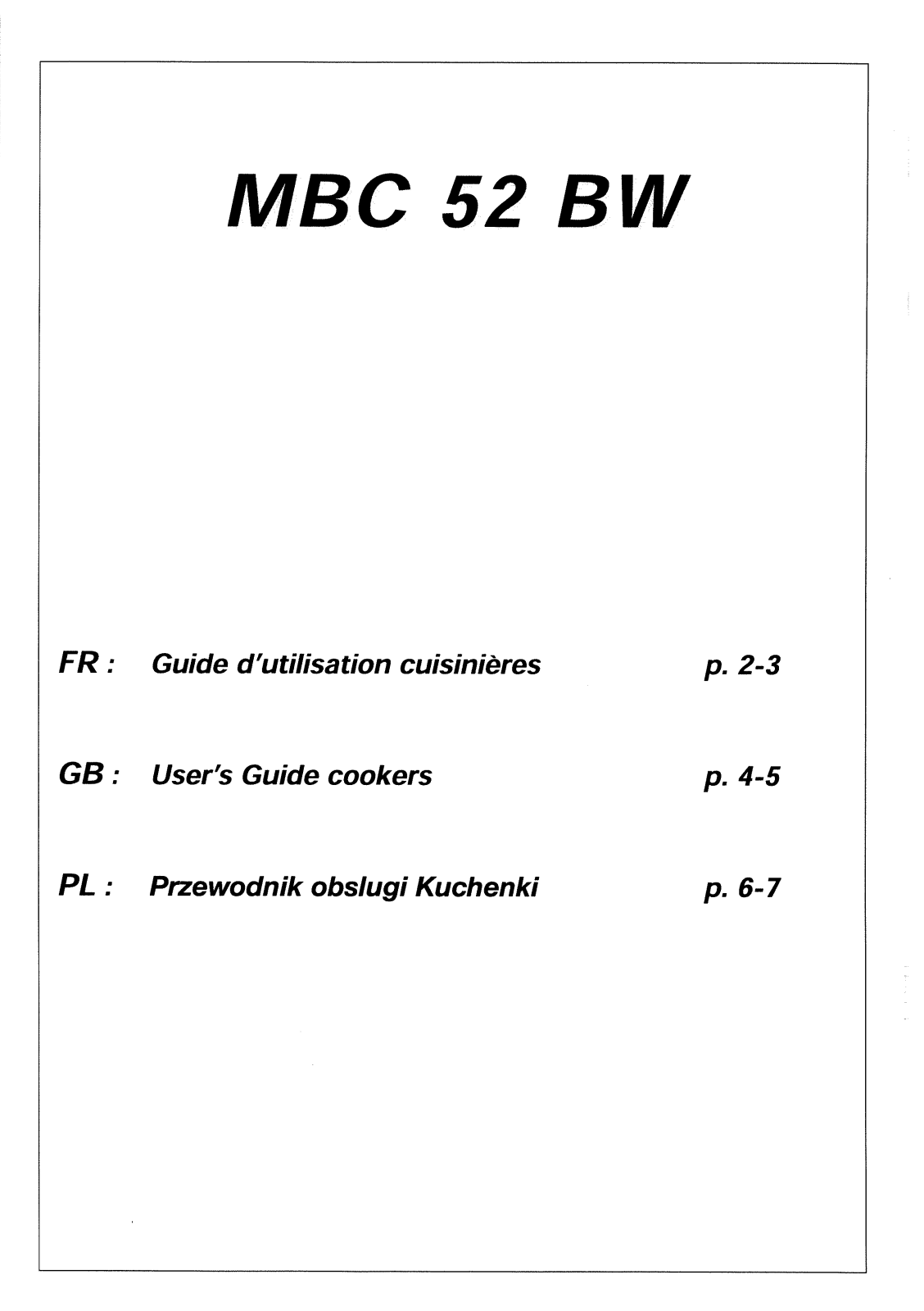 BRANDT MBC52BW User Manual