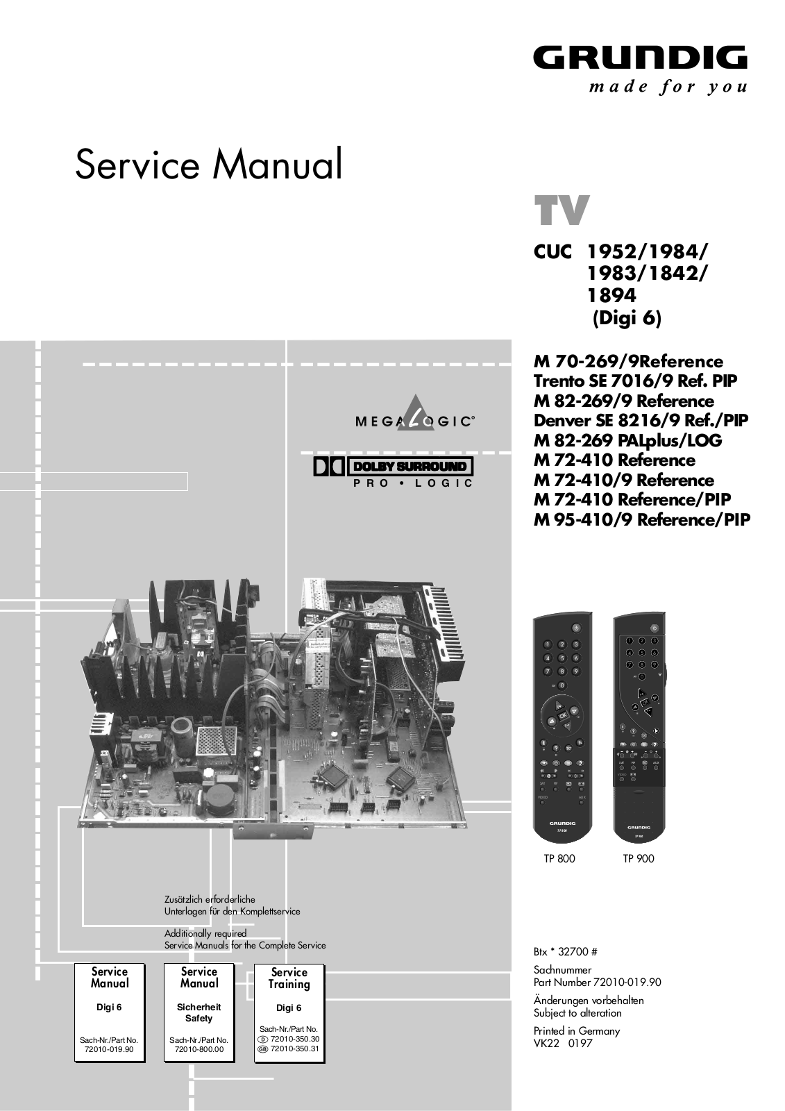 Grundig CUC1952, CUC1984, CUC1983, CUC1842, CUC1894 Service Manual