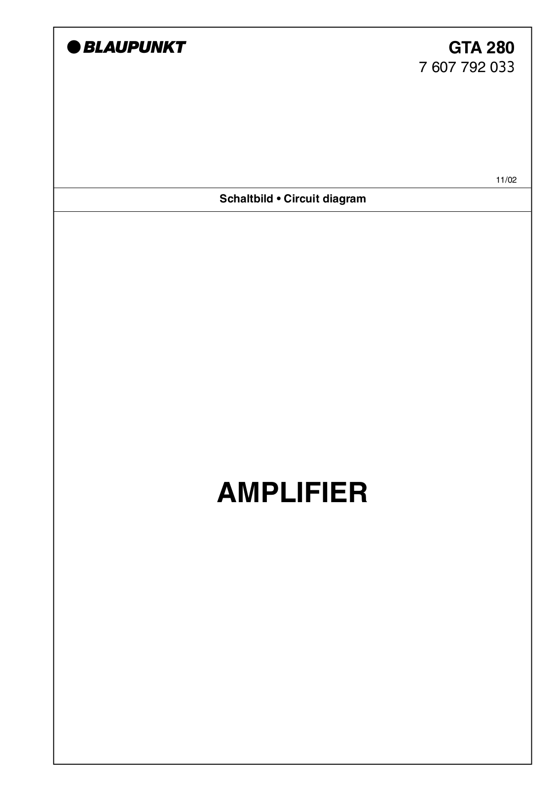 BLAUPUNKT GTA280 Service Manual