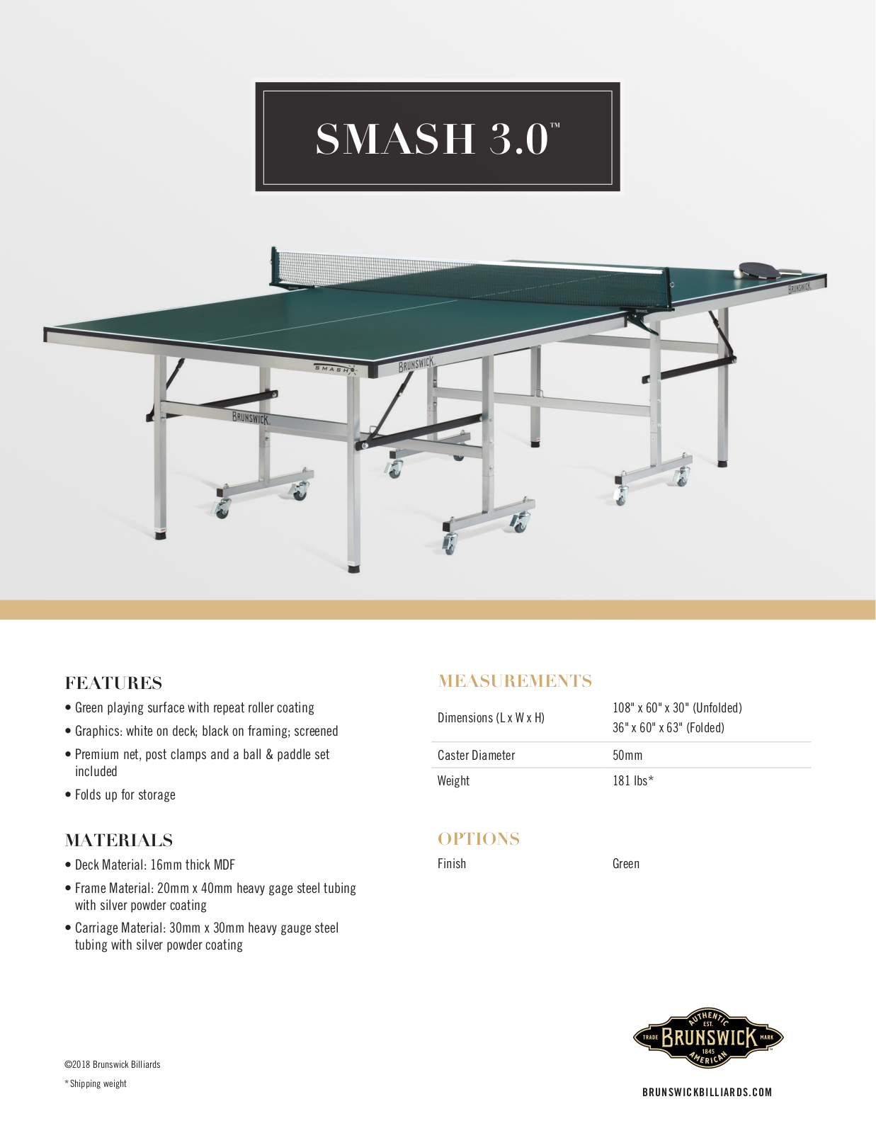 Brunswick SMASH 3.0 Specifications - ManualMachine.com