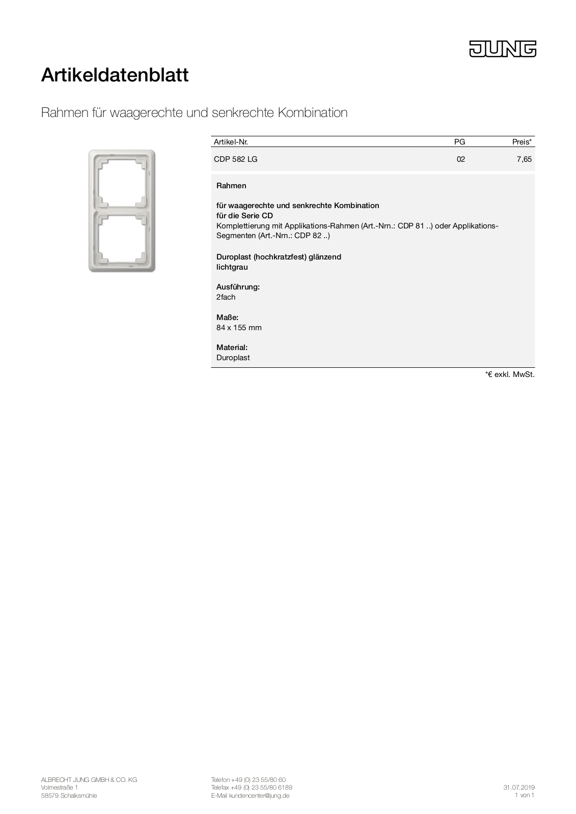 Jung CDP 582 LG User Manual