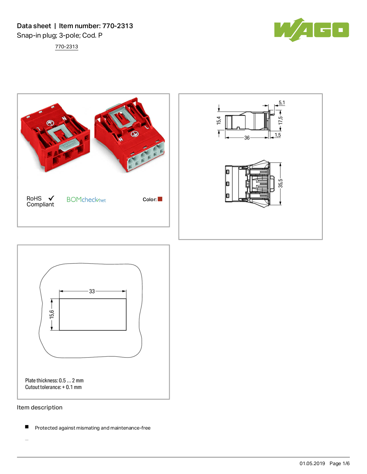 Wago 770-2313 Data Sheet