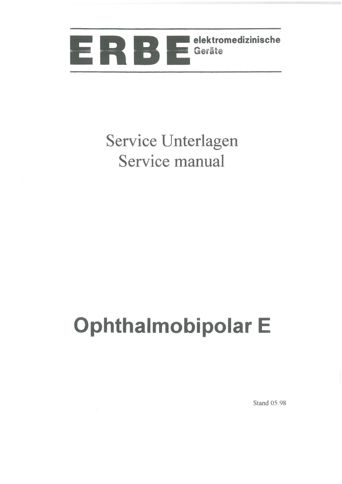 Erbe Opthalmobipolar Service manual