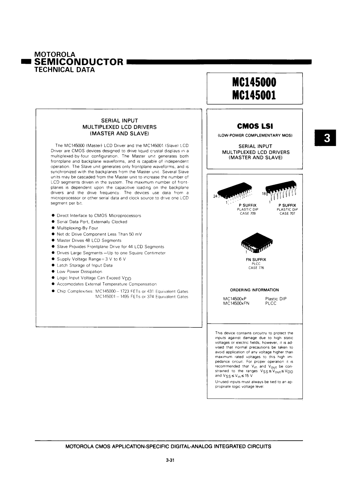 Motorola MC145000P Datasheet