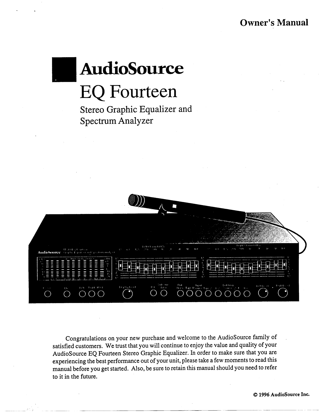 Audio Source EQ14 Owner's Manual