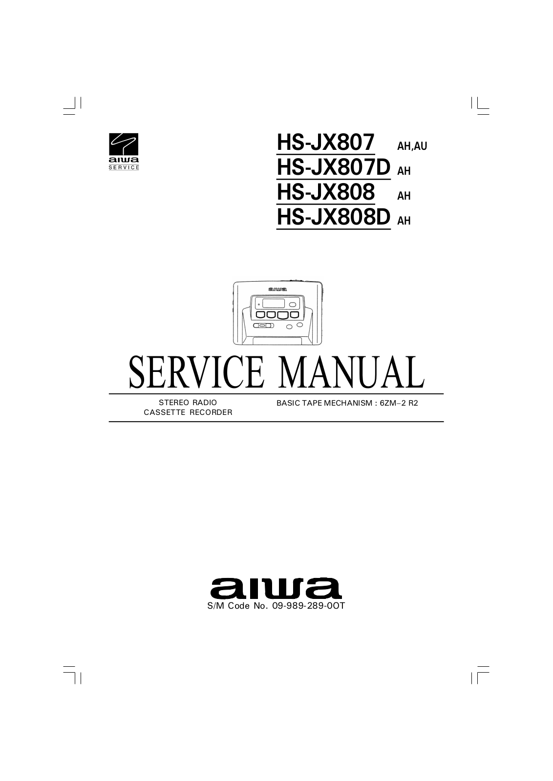 Aiwa HSJX-807, HSJX-807-D, HSJX-808-D, HSJX-808 Service manual