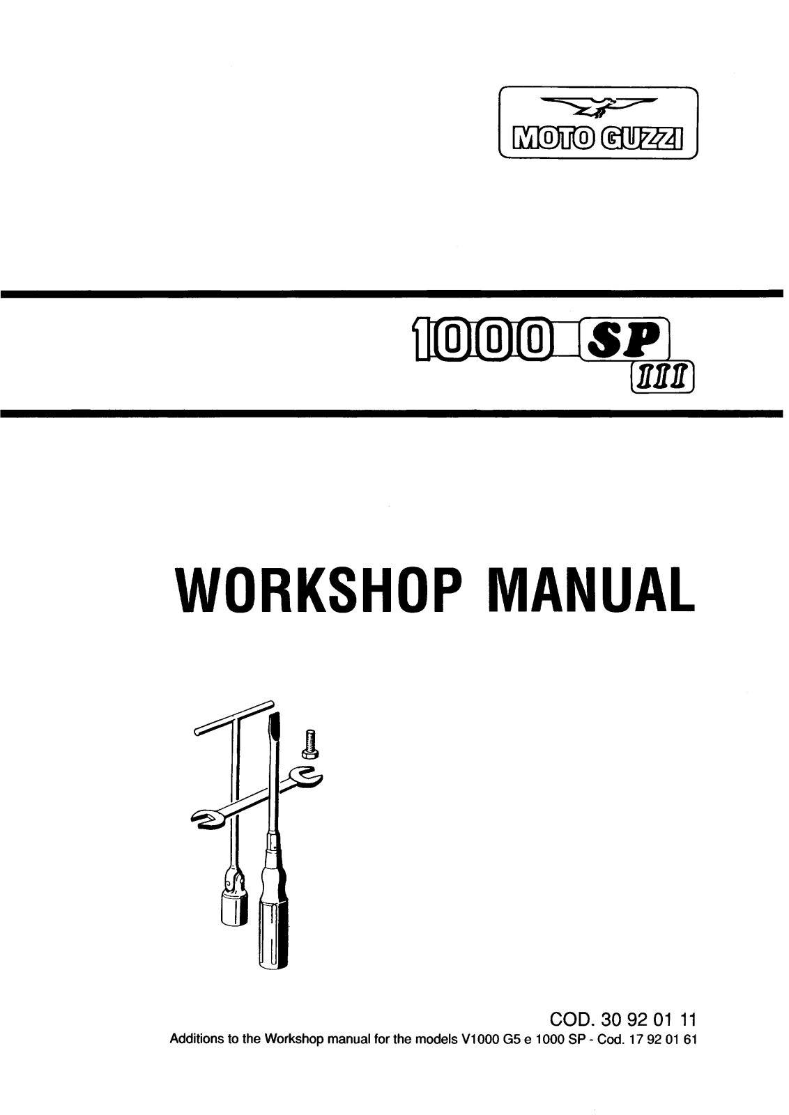 Moto Guzzi 1000 SP3 1949-2008 Workshop Manual