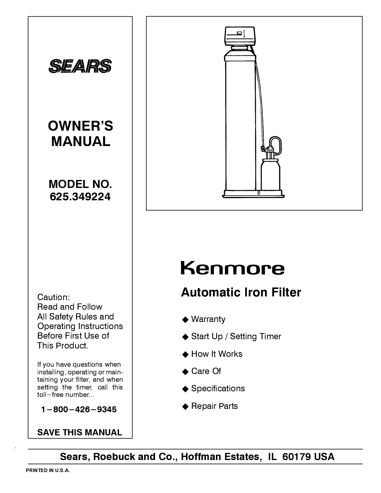 Kenmore 625.349224 User Manual