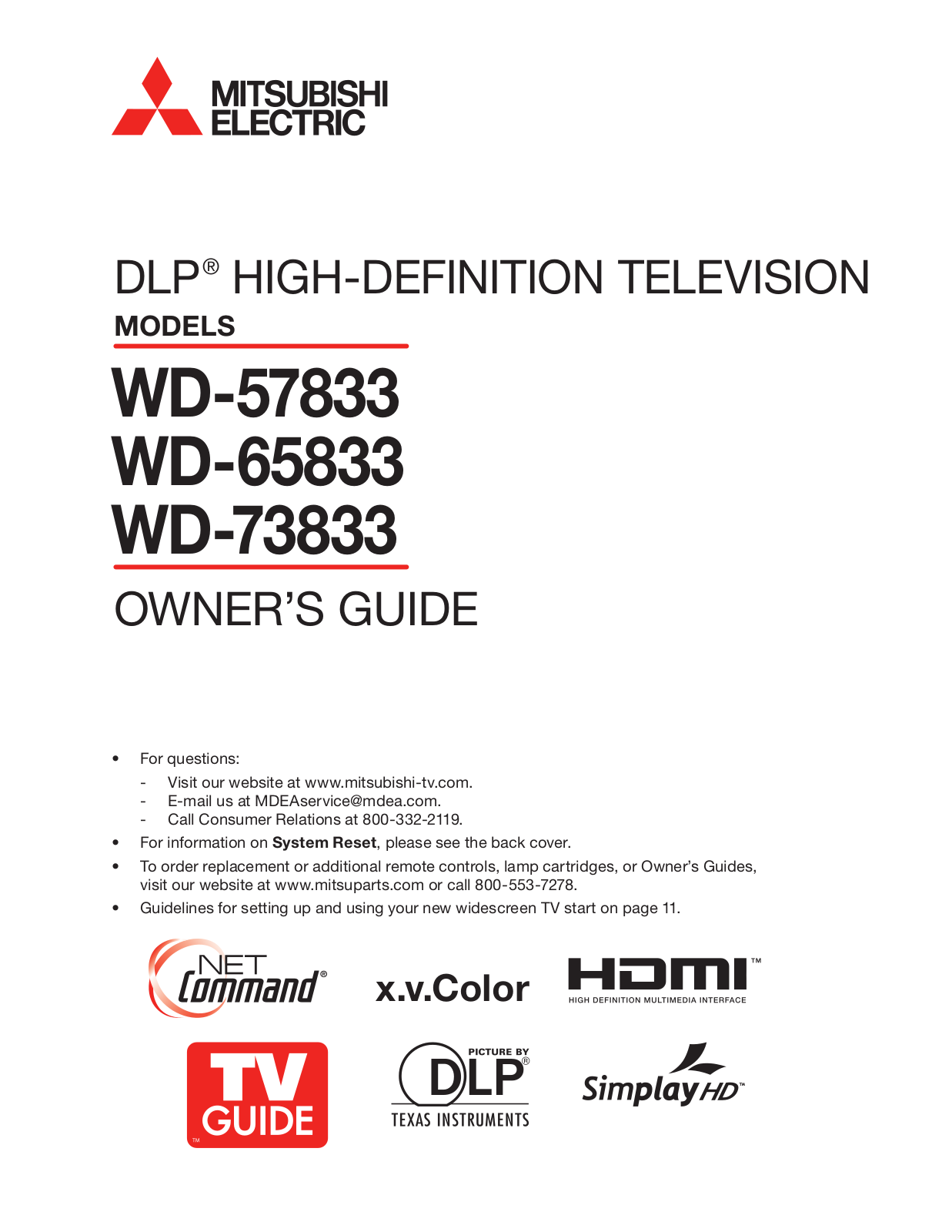 Mitsubishi WD-73833 User Manual