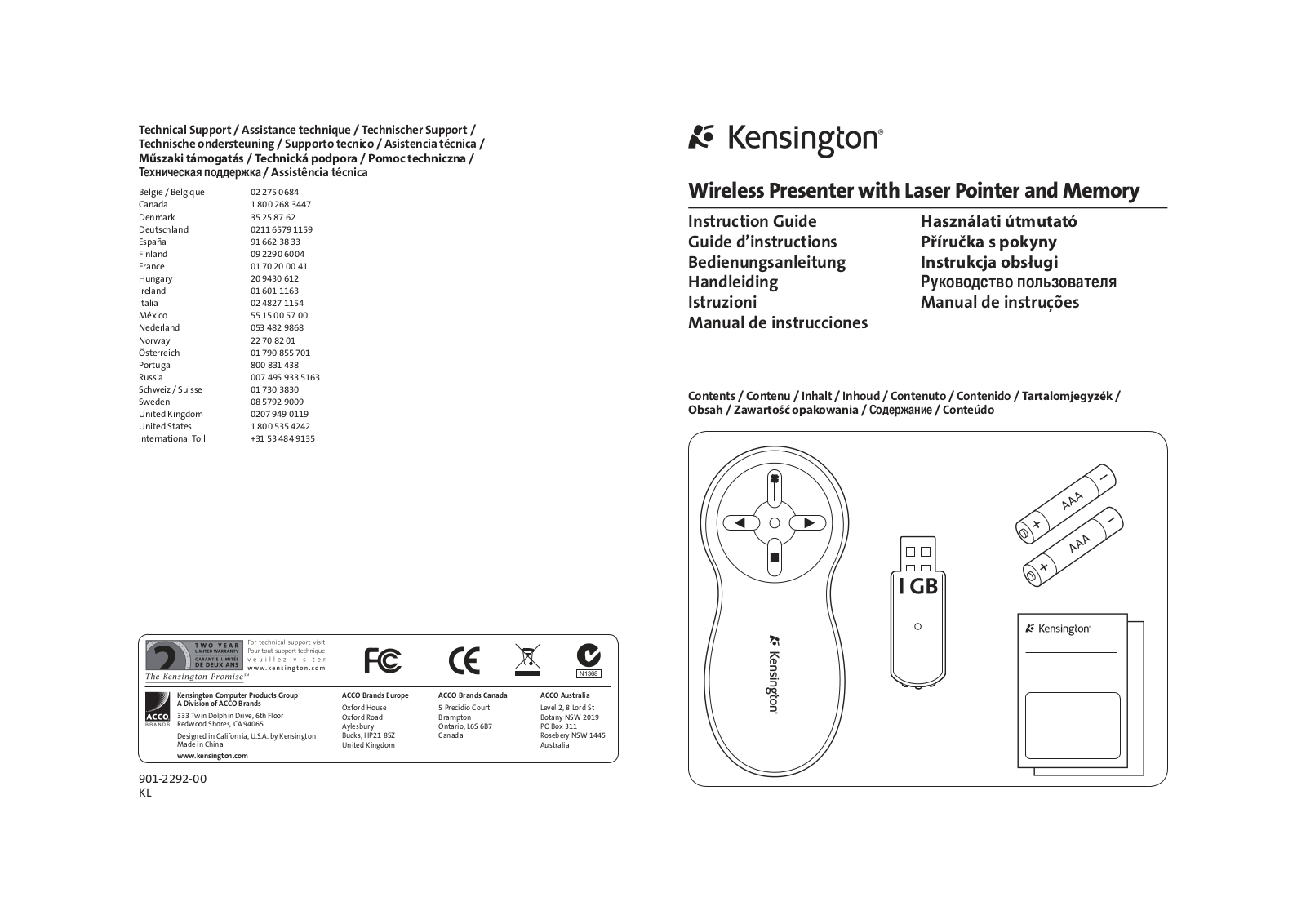 Kensington M01046 T, M01046 D User Manual