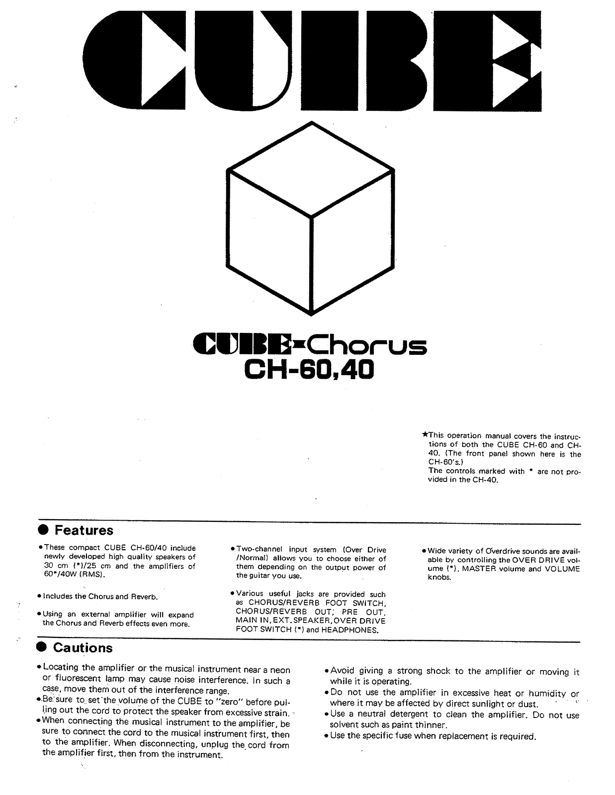 Roland CH 60, CH 40 Service Manual