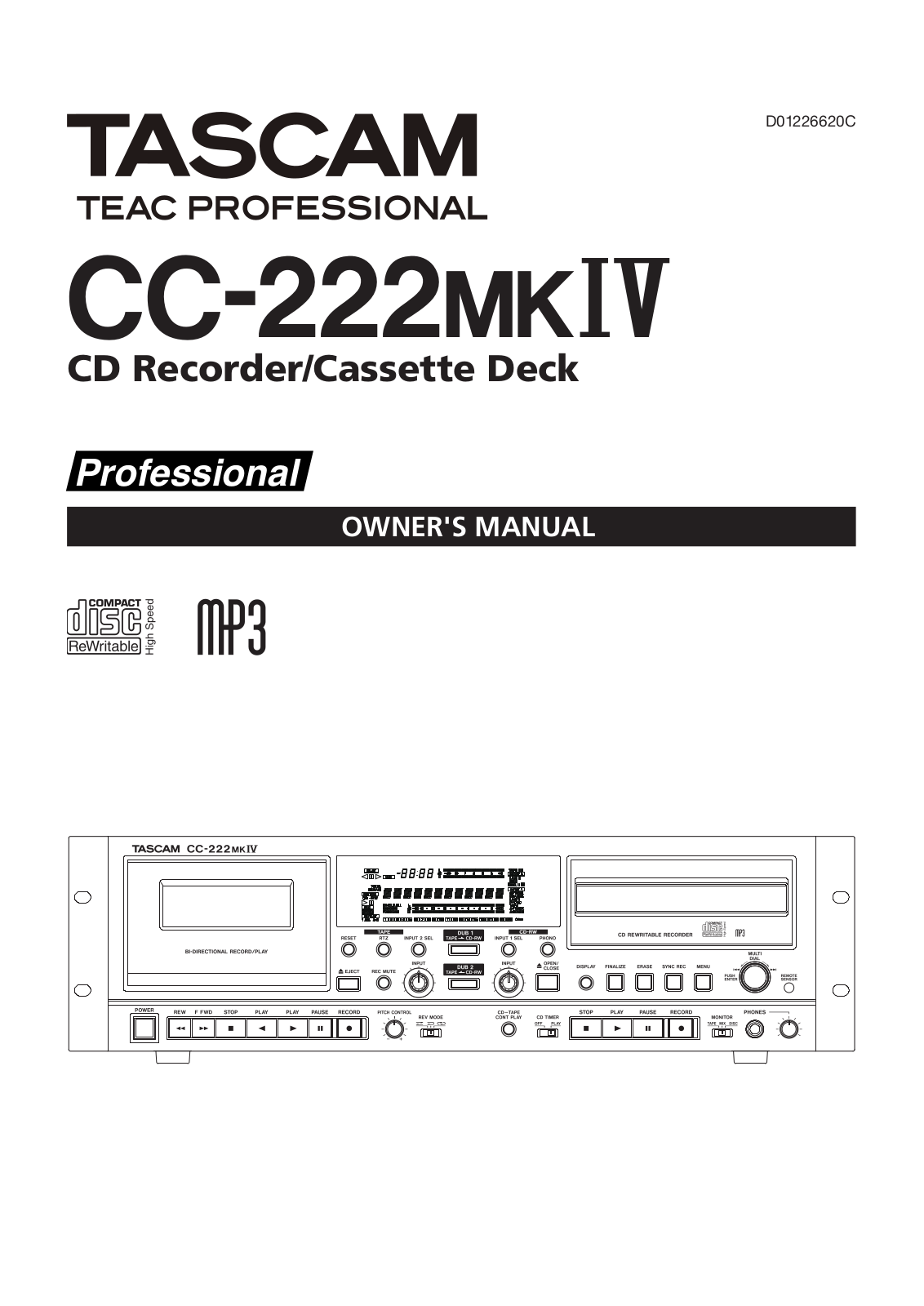 Tascam CC-222-Mk4 Owners Manual