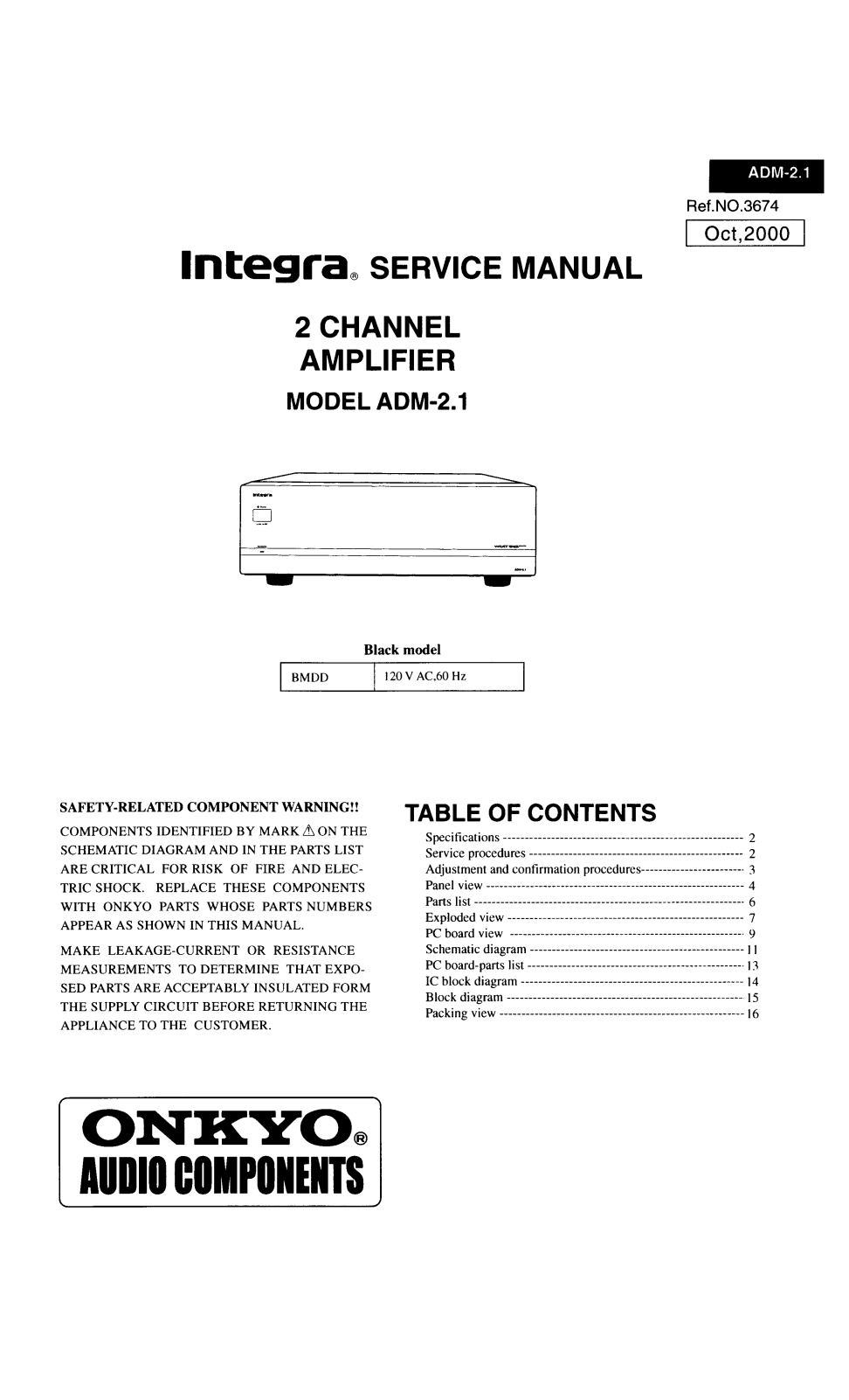 Onkyo ADM-2.1 Service manual